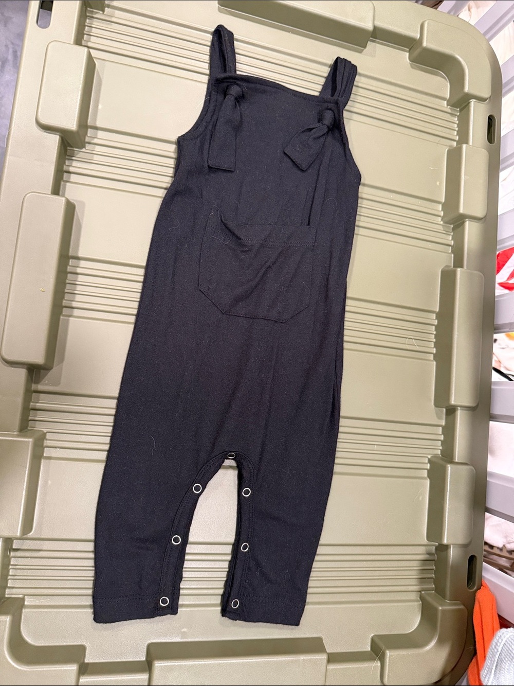 Kate Quinn Kids Black Modal/Viscose Tie-Shoulder Romper 3-6 months